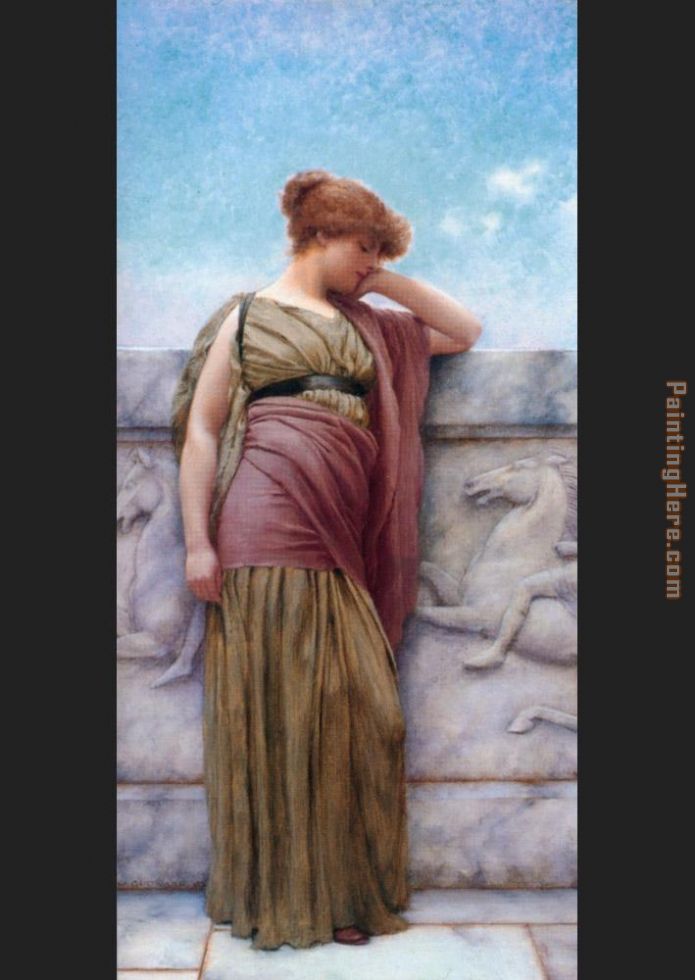 Leaning on the Balcony painting - John William Godward Leaning on the Balcony art painting